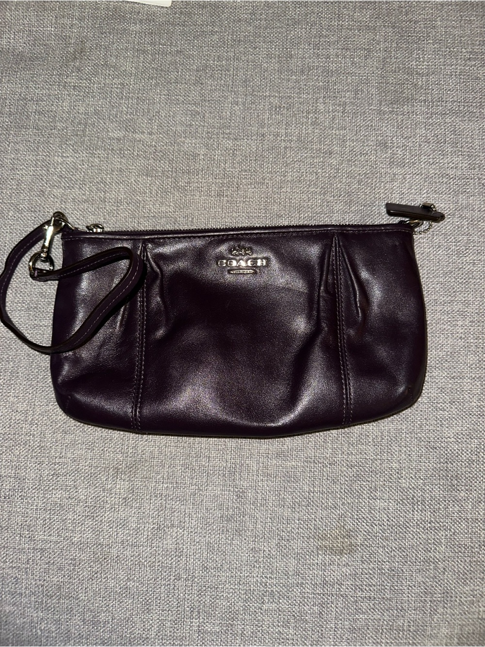 Coach Wine Leather Wristlet